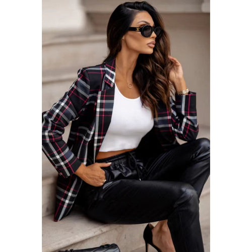 Damen Karoblazer im modernen Oversized-Schnitt mit eleganten Details R&B