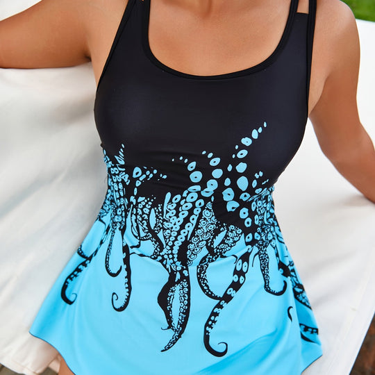 Damen Tankini-Set mit eleganter Flatteroptik und modernem Tiermotiv R&B