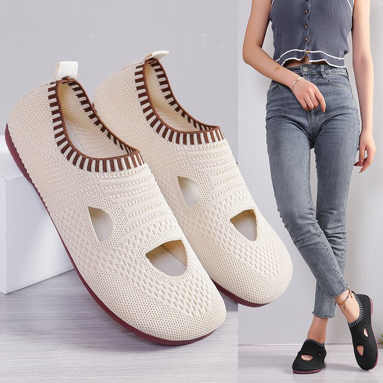 Damen atmungsaktive Laufchuhe mit flexiblem Strick-Obermaterial R&B
