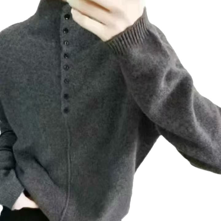Damen Hochgeschlossener Strickpullover mit Knopfdetails R&B