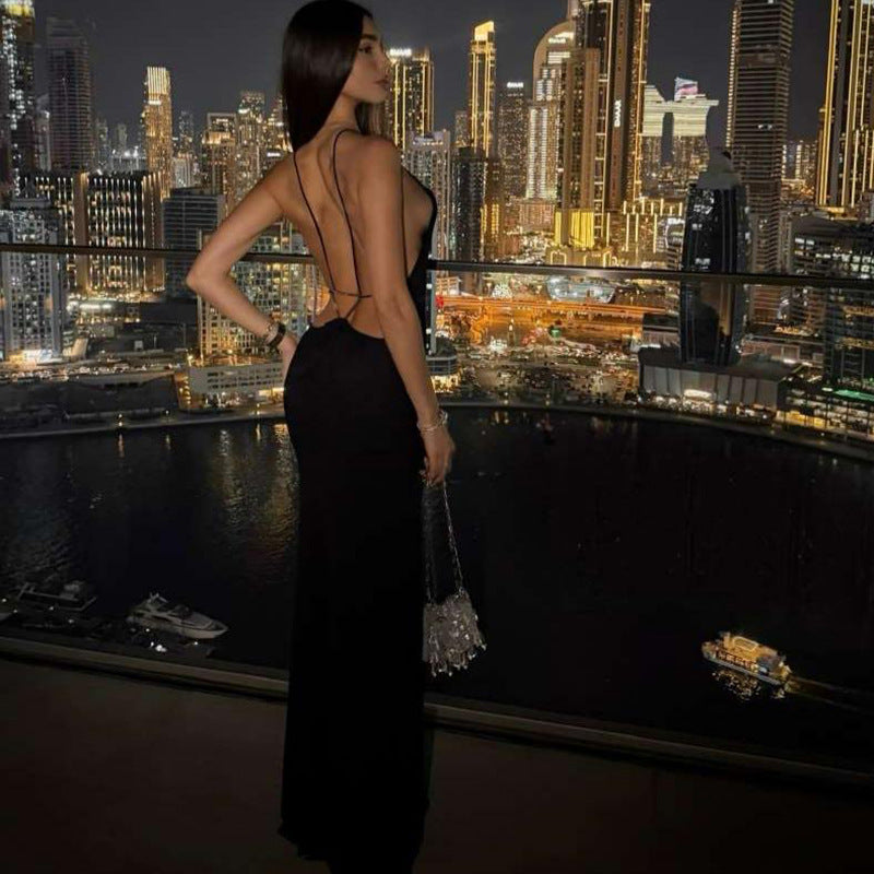 Damen Skulpturaler Maxikleid im minimalistischen Design mit seitlichen Cut-Outs R&B