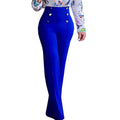 Damen Elegante High-Waist Hose mit dekorativen Knöpfen R&B