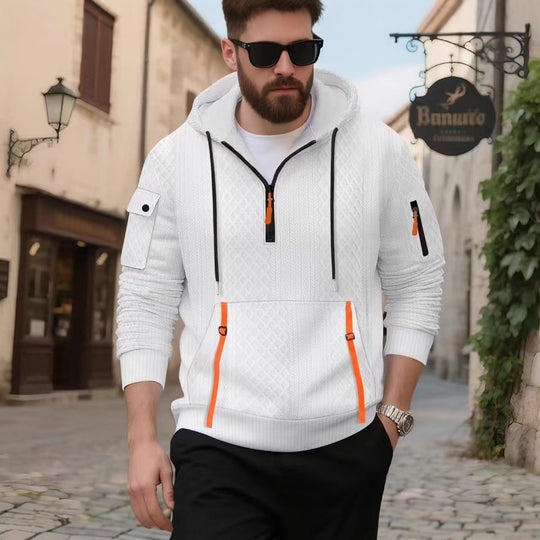 Herren sportlicher Kapuzenpullover mit strukturiertem Design und praktischen Reißverschlusstaschen R&B