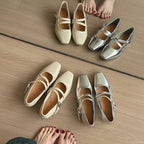 Damen Ballerinas mit modischem Riemchen und eleganter Schnallenverzierung R&B