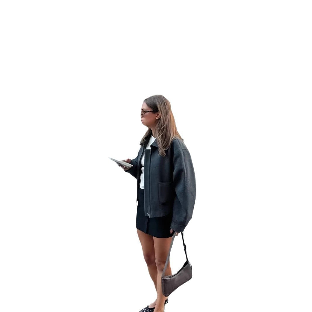 Damen lässige Oversize-Jacke mit praktischen aufgesetzten Taschen R&B