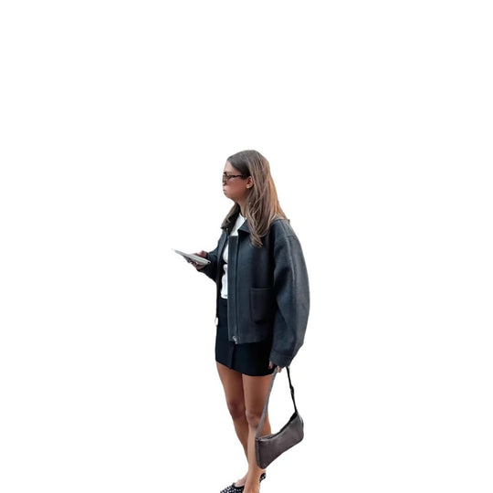 Damen lässige Oversize-Jacke mit praktischen aufgesetzten Taschen R&B