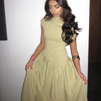Damen elegantes Maxikleid mit asymmetrischem One-Shoulder-Design und schwingendem Rock R&B