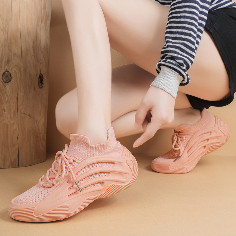Damen Sportliche Sneakers mit atmungsaktiver Strick-Oberfläche und flexibler Sohle R&B