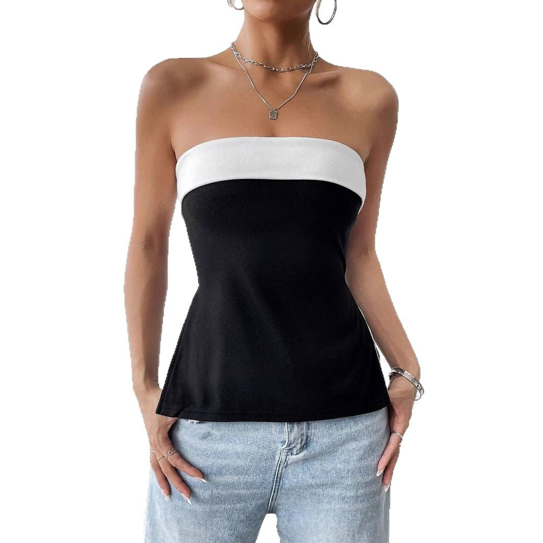 Damen Bandeau-Top mit eleganten Farbblockdesign R&B