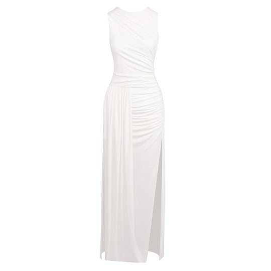 Damen Elegantes langes Kleid mit drapiertem Rock und seitlichem Schlitz R&B