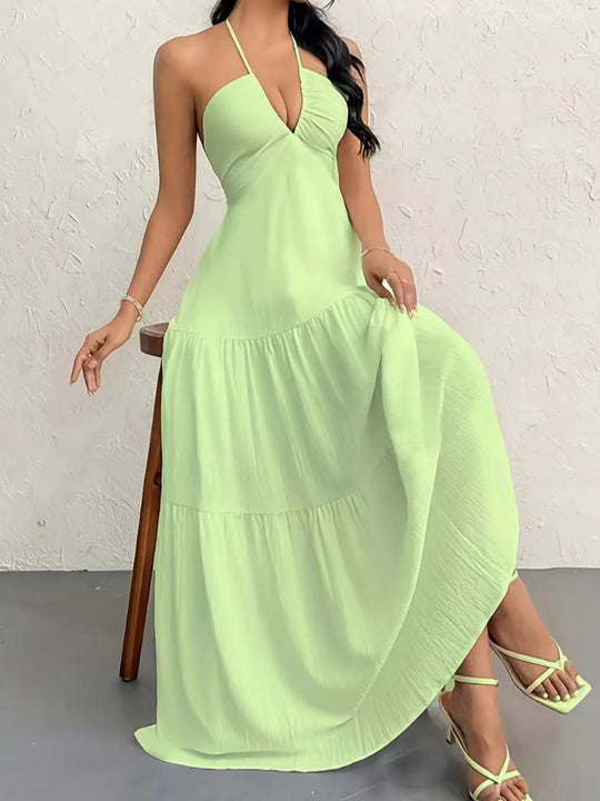 Damen Maxikleid mit schulterfreiem Design und legere Rüschendetails R&B