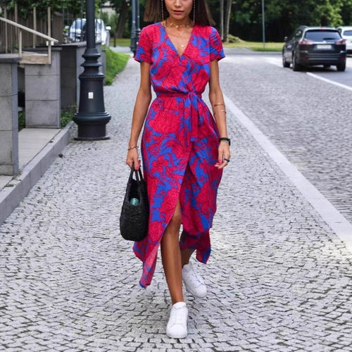 Damen Maxikleid mit Polka-Dots und seitlichem Schlitz R&B