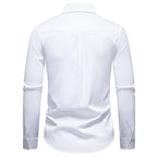Herren elegantes Langarmhemd mit floraler Stickerei