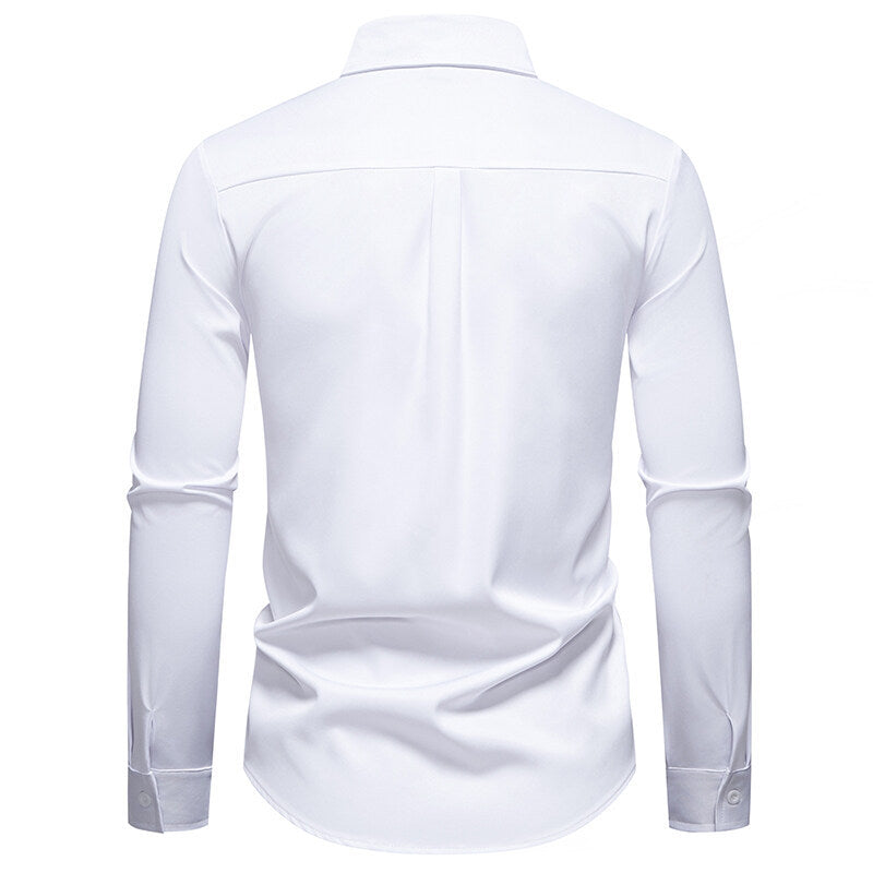 Herren elegantes Langarmhemd mit floraler Stickerei