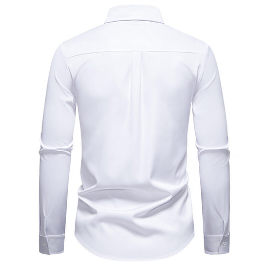 Herren elegantes Langarmhemd mit floraler Stickerei R&B