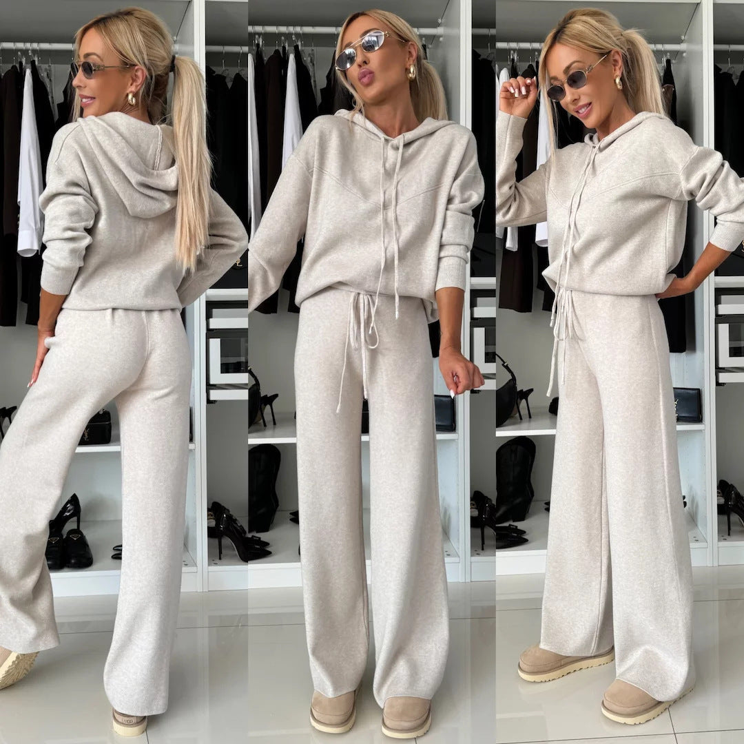 Damen kuscheliger Hoodie- und weitem Hosen-Set R&B
