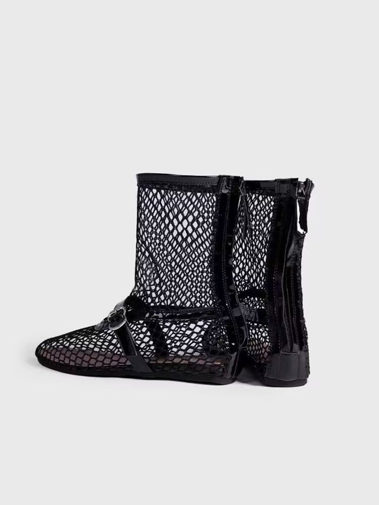 Damen Netzstiefeletten mit modischen Akzenten und komfortablem Futter R&B