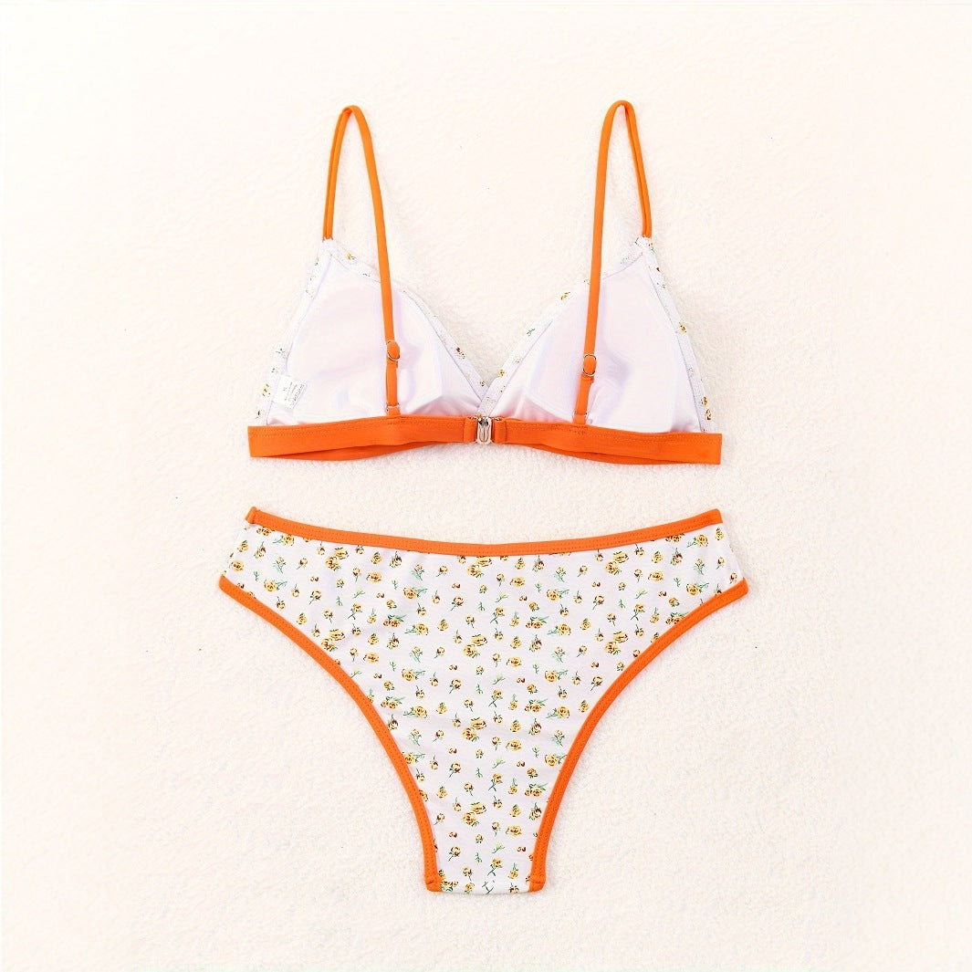 Damen Blumenmuster Bikini mit raffinierter Schnittführung R&B
