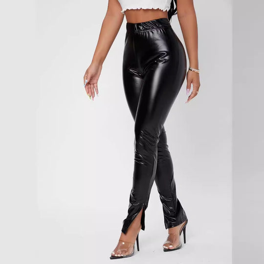 Damen Hochglänzende Leggings mit figurbetonter Passform R&B