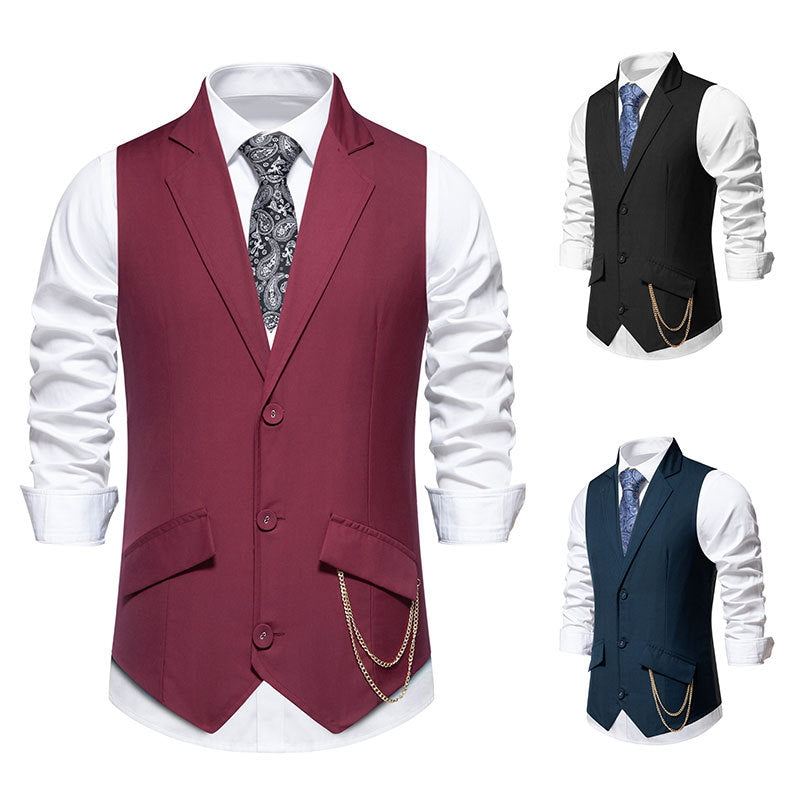 Herren elegante Anzugweste mit praktischen Taschen und modischen Akzenten R&B
