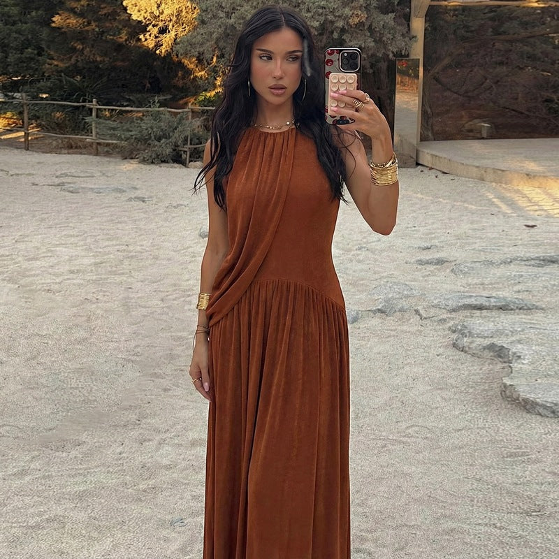 Damen Langes Kleid mit asymmetrischem Schnitt und raffiniertem Drapierungselement R&B