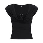Damen elegantes Oberteil mit modischem Drapierungsdesign und dekorativen Strassdetails R&B