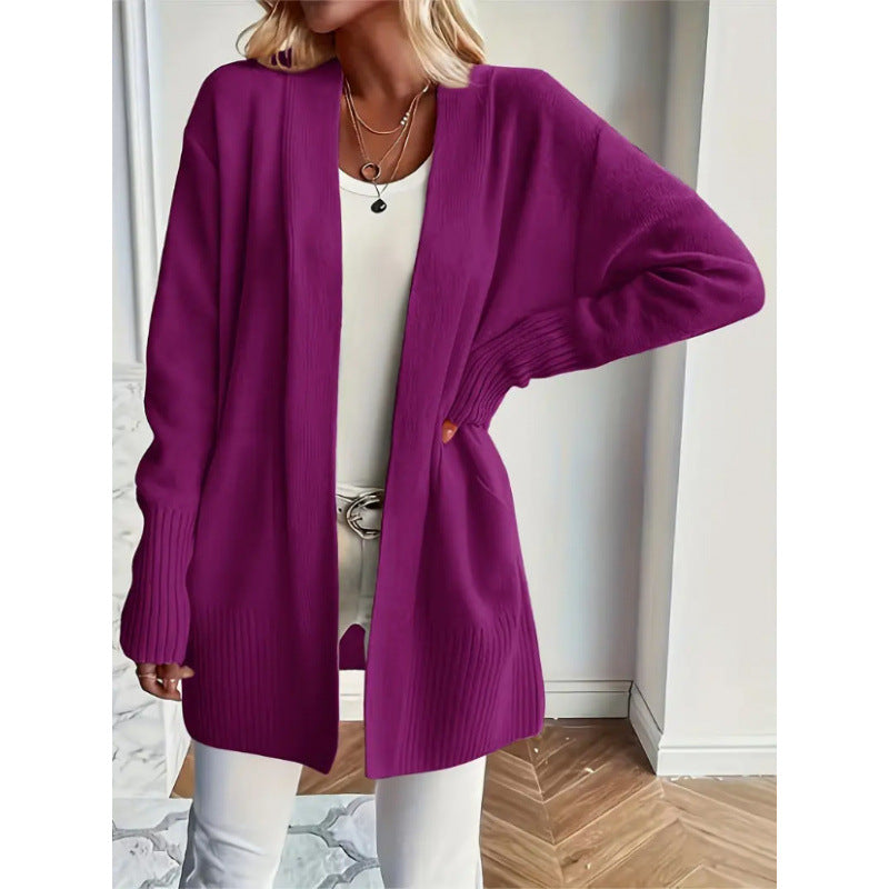 Damen Langstrickjacke mit praktischen Taschen und elegantem V-Ausschnitt R&B