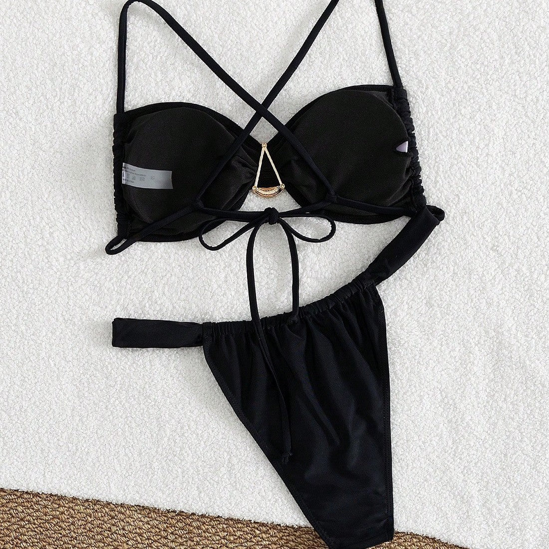 Damen Triangel-Bikini-Set mit dekorativem Ring R&B