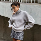 Damen Modischer Rollkragenpullover mit lässigem Schnitt R&B