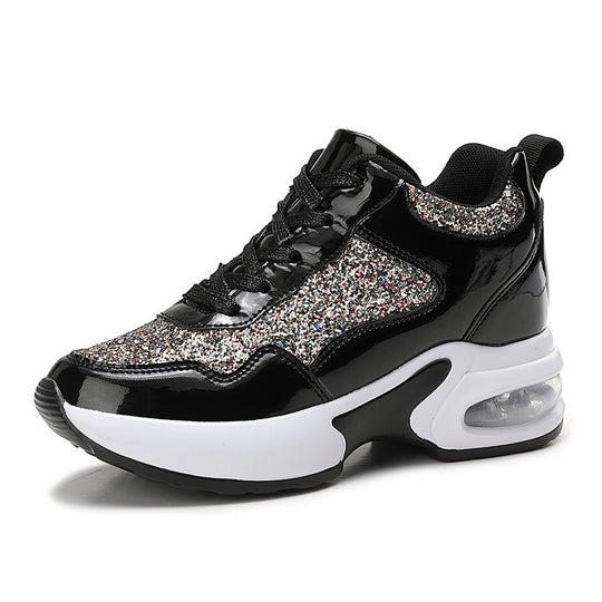 Damen nan modische Plateau-Sneaker mit Glitzerbesatz und sichtbarem Luftpolster R&B