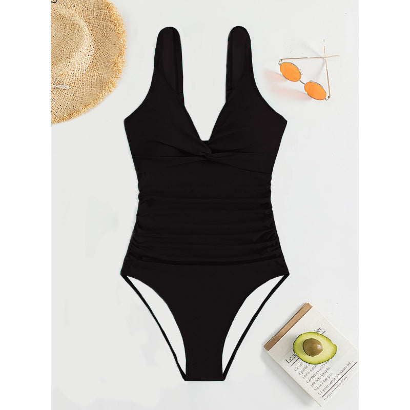 Damen Elegant geschnittene Badeanzug mit knotenfreiem Design R&B