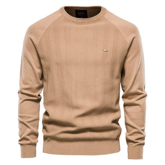 Herren Strickpullover mit elegantem Zickzackmuster und Rundhalsausschnitt R&B