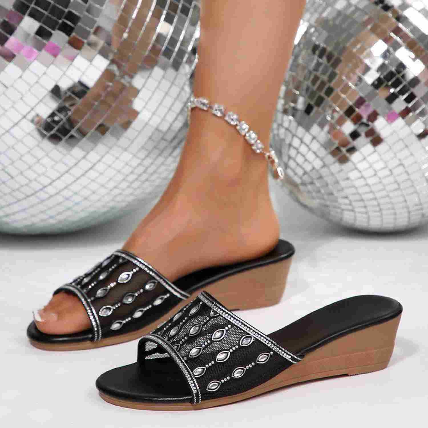 Damen modische Keilsandalen mit verziertem Riemen R&B