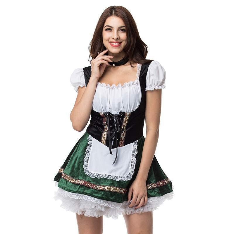 Damen Trachtenkleid mit romantischer Schnürung und dekorativen Rüschen R&B
