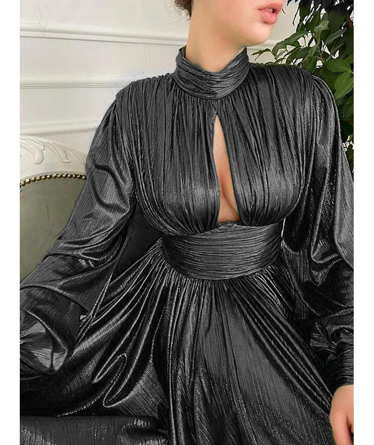 Damen Elegantes Maxikleid mit plissierten Details und luxuriösem Fall R&B