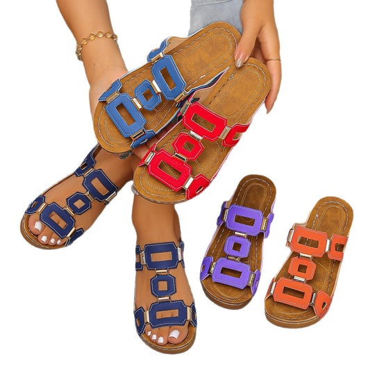 Damen Komfortable Sandalen mit dekorativen asymmetrischen Riemen R&B