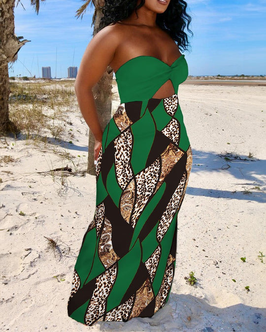Damen Maxikleid mit schickem Cut-Out-Design und glänzenden Akzenten R&B