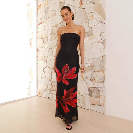 Damen Maxikleid mit floralen Details R&B