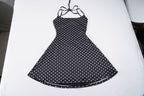 Damen sommerliches Trägerkleid mit Polka-Dots und fließendem Schnitt R&B