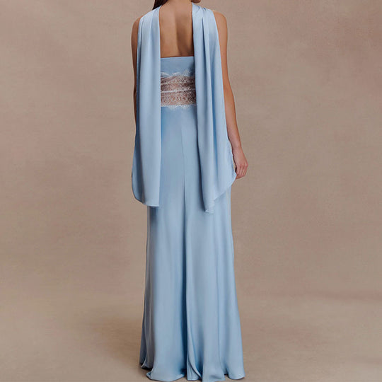 Damen Hochwertiges Abendkleid mit floralem Spitzenoberteil R&B