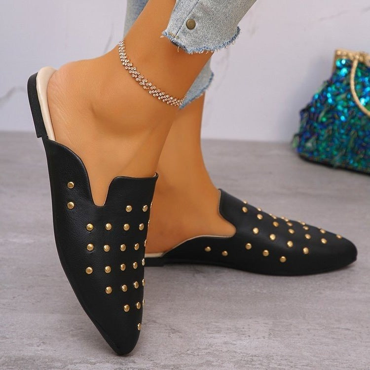 Damen offene Slipper mit funkelnden Nieten R&B