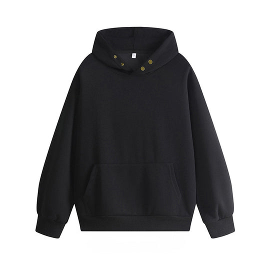 Damen Kapuzenpullover mit innovativem Schnitt und praktischen Druckknöpfen R&B