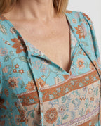 Damen Boho Freizeitkleid mit V-Ausschnitt
