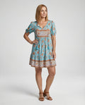 Damen Boho Freizeitkleid mit V-Ausschnitt