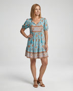 Damen Boho Freizeitkleid mit V-Ausschnitt