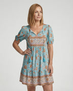 Damen Boho Freizeitkleid mit V-Ausschnitt