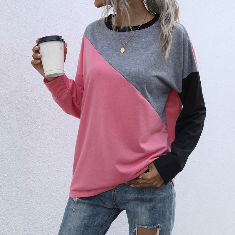 Damen Sportliches Sweatshirt mit modischem Farbblockdesign R&B