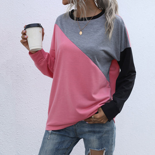 Damen Sportliches Sweatshirt mit modischem Farbblockdesign R&B