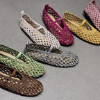 Damen Netz-Ballerinas mit elastischem Riemen und luftiger Oberflächenstruktur