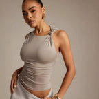Damen Elegantes Oberteil mit Knoten-Detail und figurbetontem Schnitt R&B